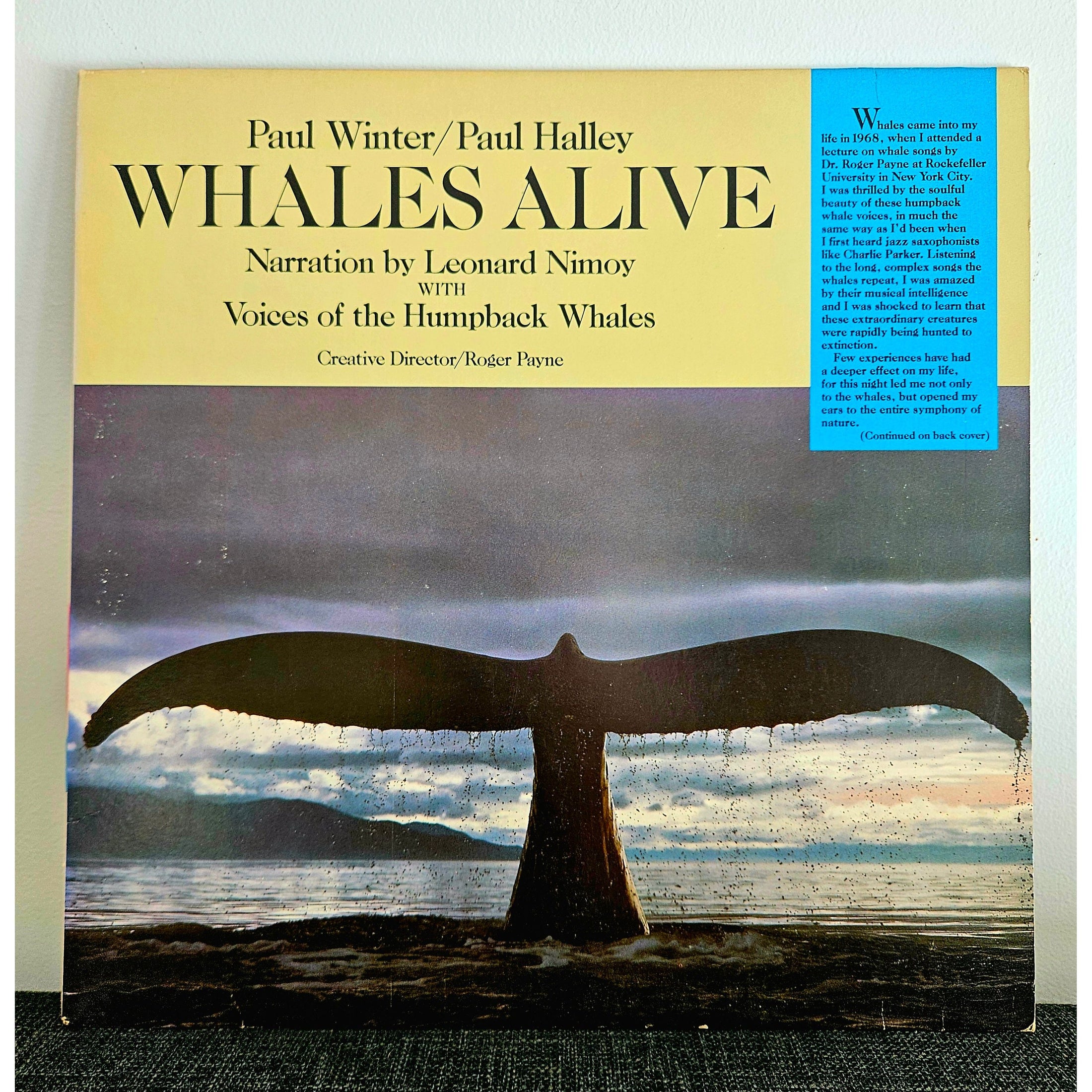 "Whales Alive" Vinyl Record, by Paul Winter and Paul Halley, with Narration by Leonard Nimoy