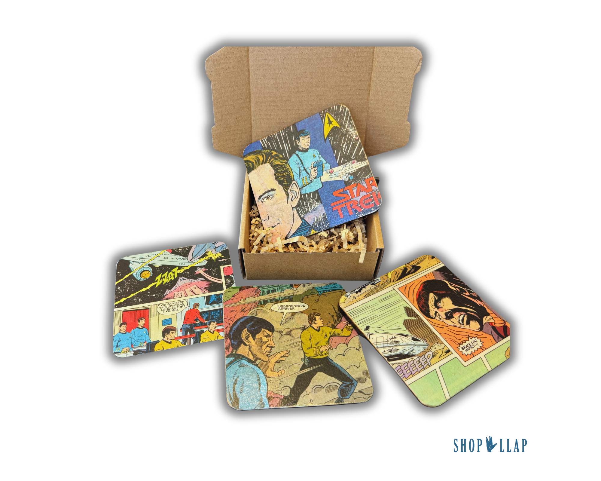 Star Trek TOS Comic Book Coasters - Handmade Decoupage Wooden Coasters