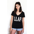 Load image into Gallery viewer, LLAP V-Neck Shirt in Black - Unisex and Ladies Sizes - Leonard Nimoy's Shop LLAP
