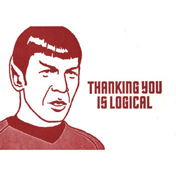 Mr. Spock "Thanking You is Logical" Letterpress Card - Leonard Nimoy's Shop LLAP