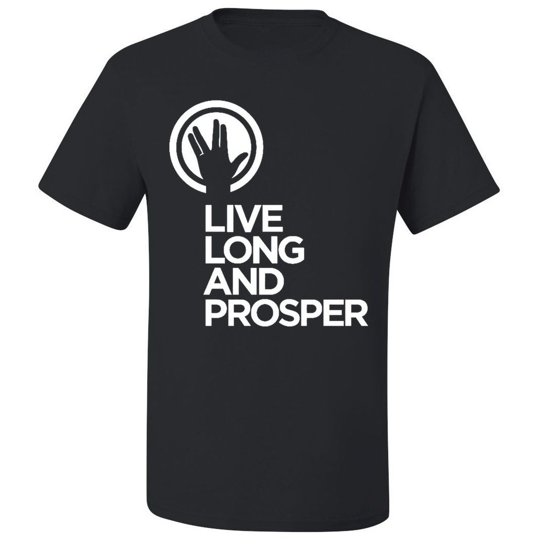 Live Long and Prosper + Hand Salute - Unisex Active Tee in Black - Leonard Nimoy's Shop LLAP